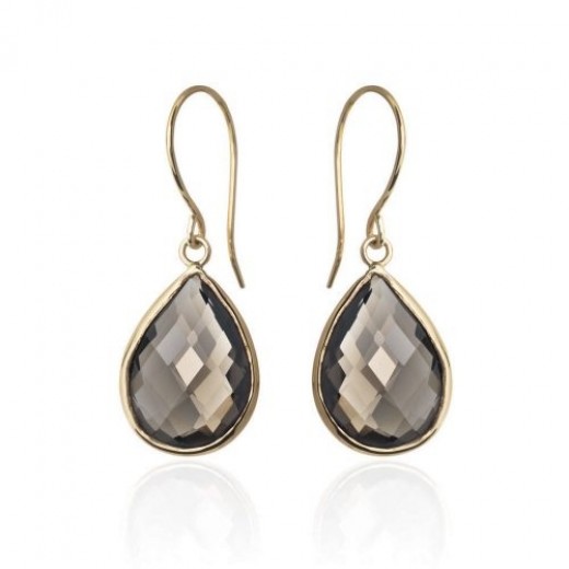 Gøre mit bedste på en ferie udtrykkeligt Susanne Friis Bjørner 14kt guld ørehænger Smoky Quartz 3435-5