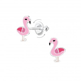 Bidstrup Sølv Børne Ørering med Flamingo Skruelås 10009278