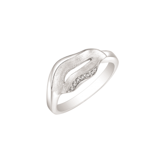 Støvring Design Sølv Ring med Mat Detaljer og Zirkonia 12254033