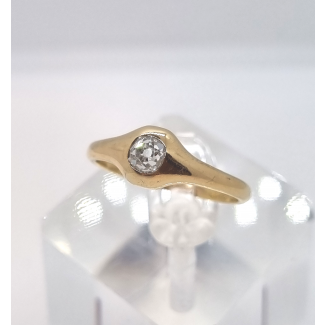 Vintage 14kt Guld Ring med Gammel Mine-Slebent Diamant