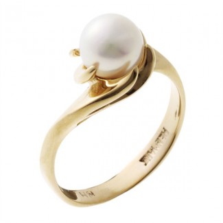 Lund Copenhagen Klo Ring med Kulturperle 7mm-7,5mm 8kt Guld 3077482