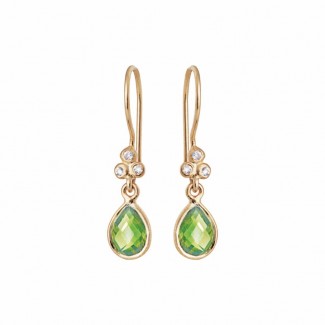 Susanne Friis Bjørner 14kt ørehæng med Peridot og Diamanter 3423-5-135