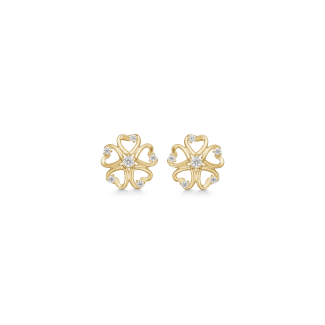 Støvring Design 8kt Guld ørestik i blomst med zirkonia 60242048