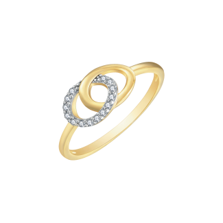 Støvring Design 8kt Guld Ring med Dobbelt Cirkel og Zirkonia 62223044