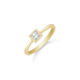 Støvring Design 8kt Guld Ring med Firkantet Zirkonia 62251012