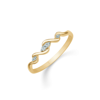 Støvring Design 8kt Guld Snoret ring med zirkonia stene 62251975
