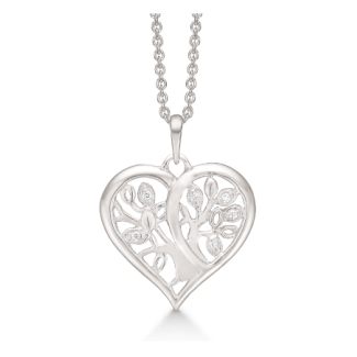 Støvring design sølv halskæde med livets træ i hjerte 16348034